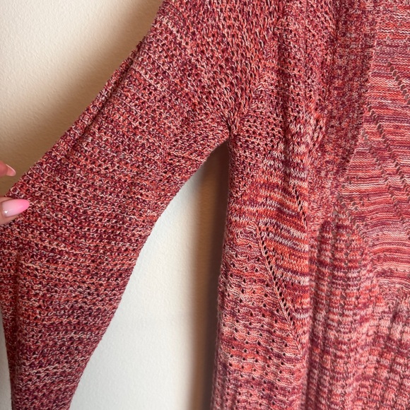 Roxy Space Dyed Open Knit Cardigan Pink Orange Boho Beach Sweater M Festival Y2K - Picture 4 of 9